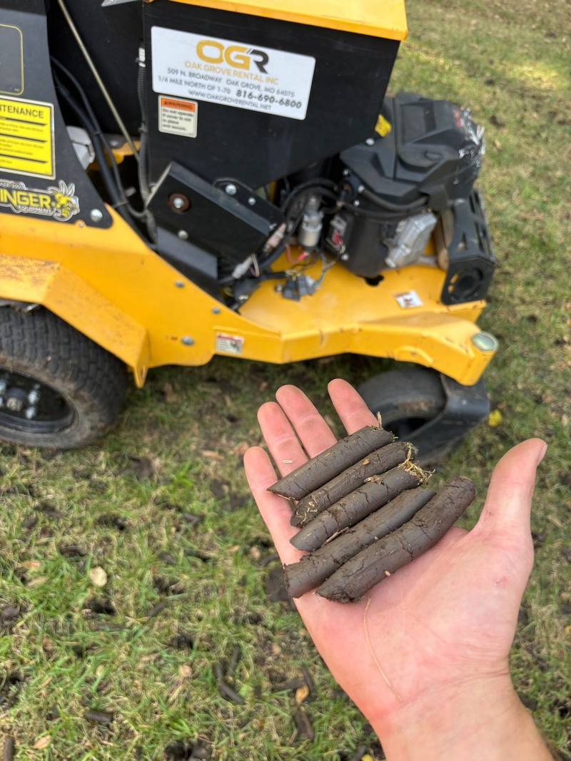 Aeration and seeding job by Stewart's Seasonal Services