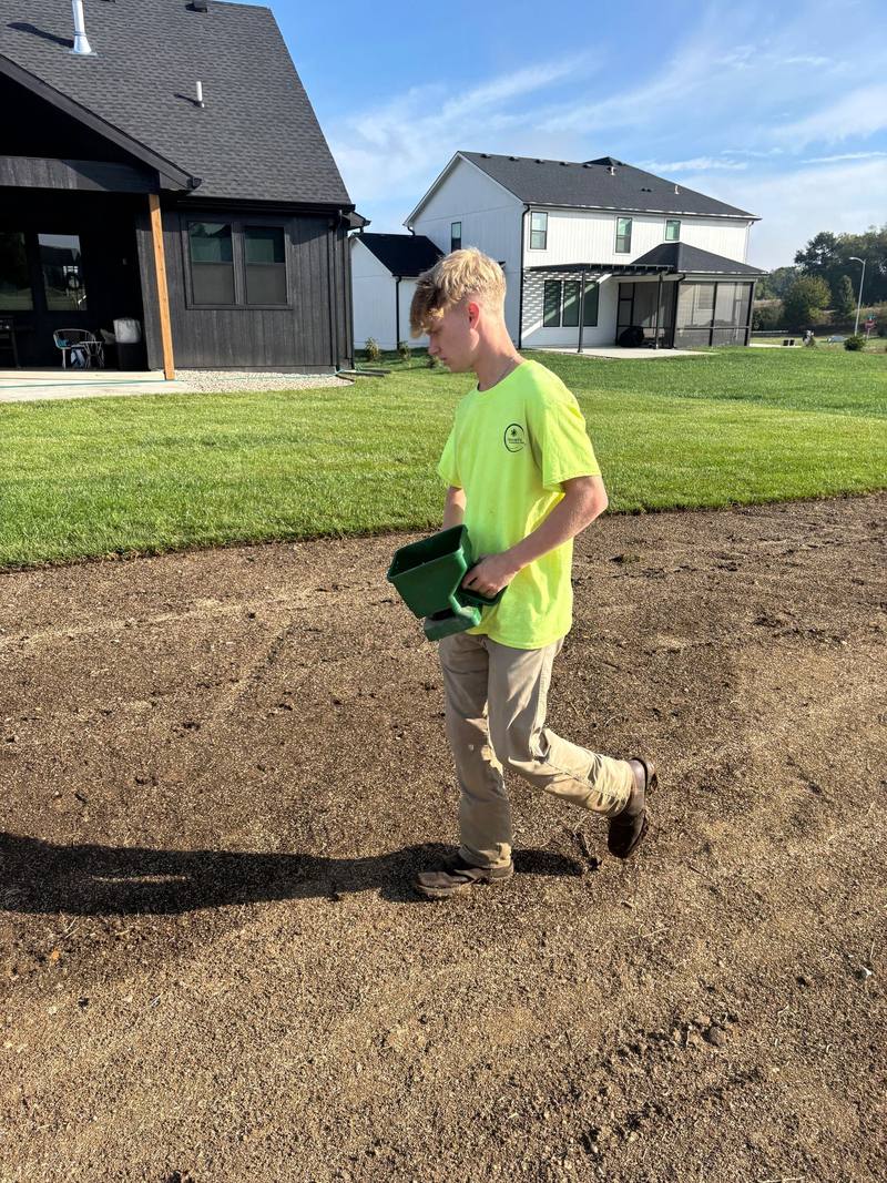 Aeration and seeding job by Stewart's Seasonal Services